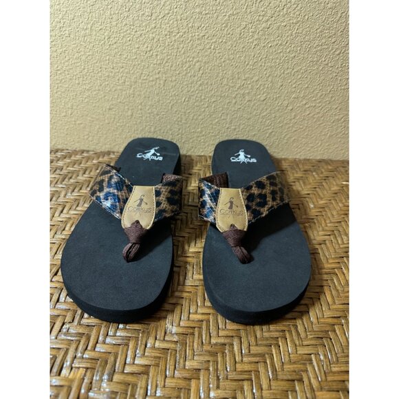 Corkys Leopard Print Womens Flip Flops  Size 6 - Picture 1 of 7